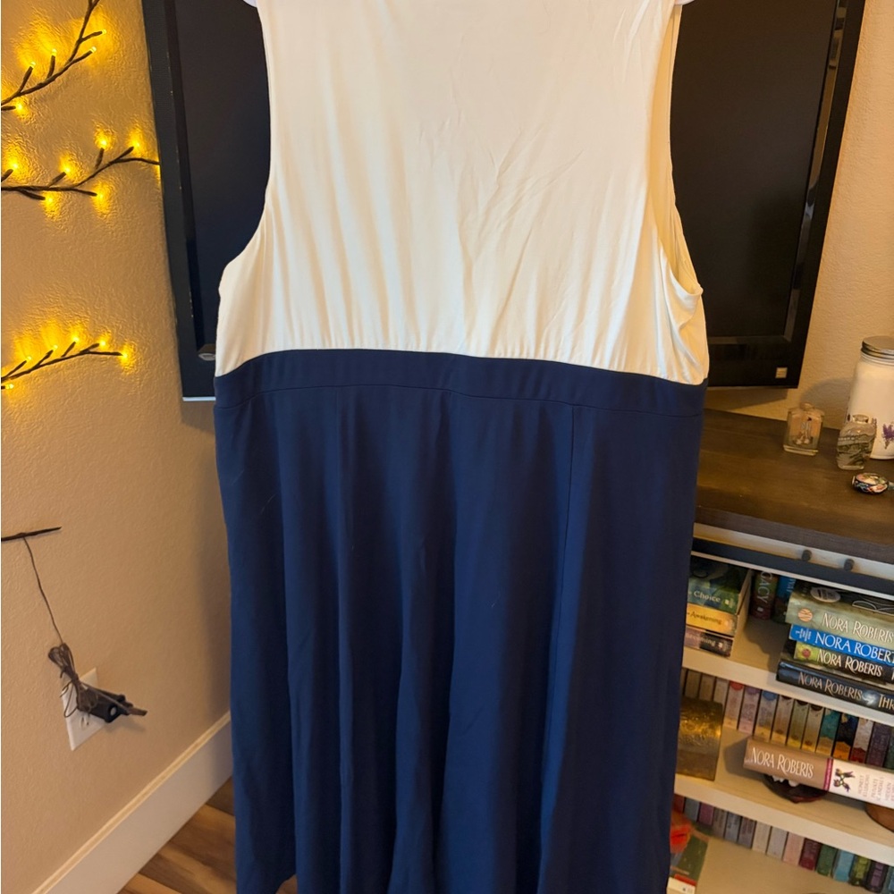 Torrid Cream and Navy Sleeveless Dress